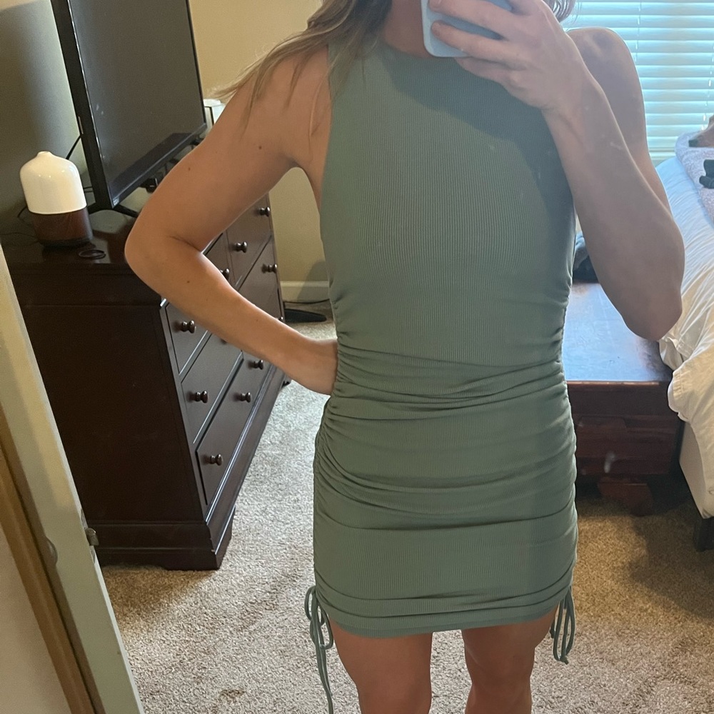 American Threads aside Tie Green Dress